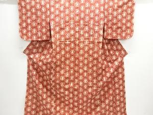 アンティーク　松皮菱に笹模様手織り紬着物